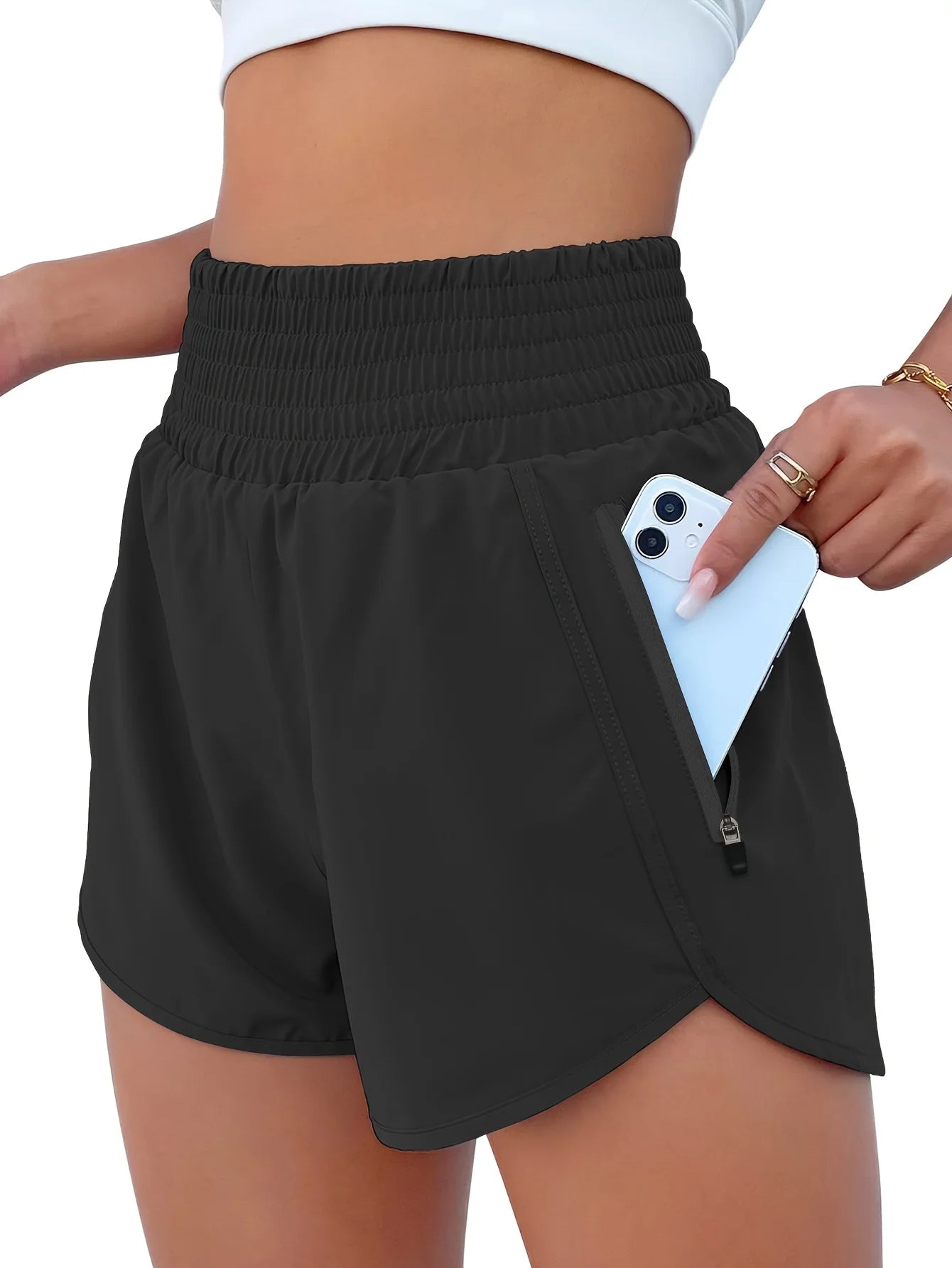 Women's High-Waist Elastic Running Shorts
