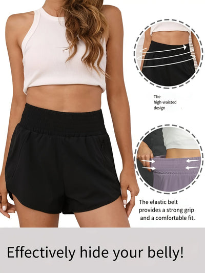 Women's High-Waist Elastic Running Shorts