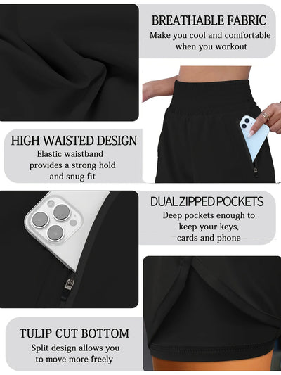 Women's High-Waist Elastic Running Shorts