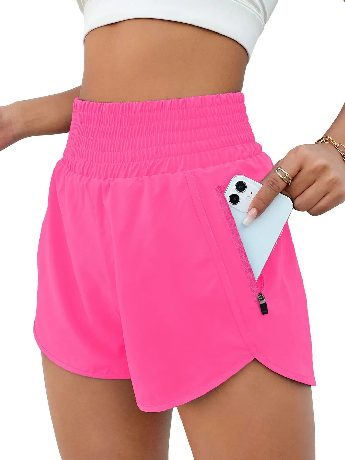 Women's High-Waist Elastic Running Shorts
